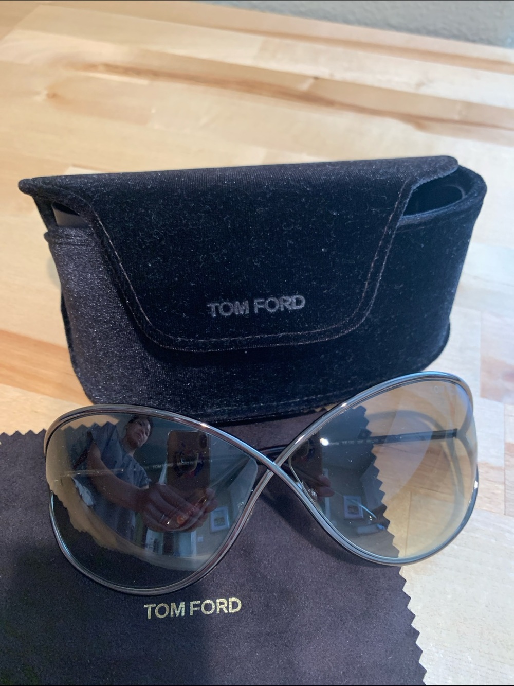Tom Ford Brown Gradient Lens Sunglasses with Black Frame